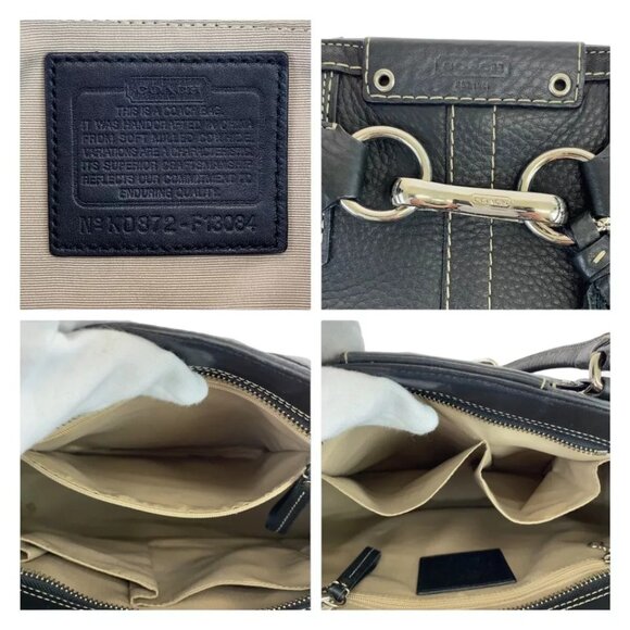 Like New Vintage Coach Hampton Black Pebbled Leather Handbag Tote Purse m - Picture 11 of 13